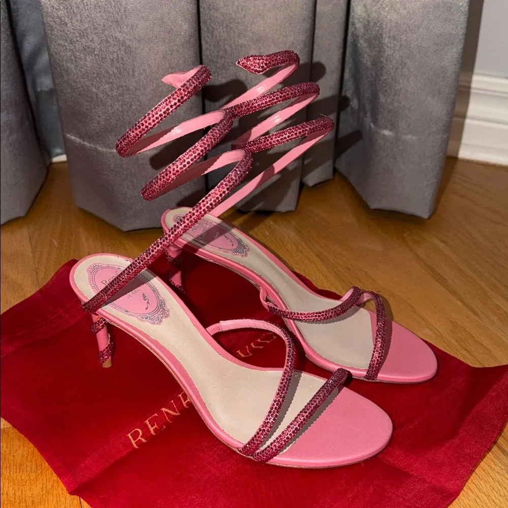 Authentic René Caovilla Pink Cleo crystal embellished heels - Picture 3 of 9